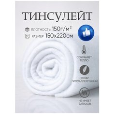 Тинсулейт не каландрированный Т150, 1,5см плотность,150х220 полотно для одеял, одежды, рулончик, наполнитель для кукол и игрушек, утеплитель ASTRASOFT