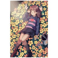 Картина по номерам на холсте игра Undertale (Санс, Ториэль, Фловей, Удина, Чара) - 8508 В 60x40