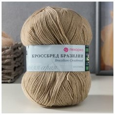 Пряжа "Кроссбред Бразилии" 50%меринос. шерсть, 50% акрил 500м/100гр (274-Серо-бежевый)./В упаковке шт: 1 Пехорка