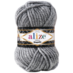 Пряжа Alize Superlana Megafil, 25 % шерсть, 75 % акрил, 100 г, 55 м, 1 шт., 21 серый меланж