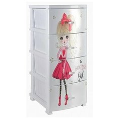 Бельевой комод РОССПЛАСТ Декор Красотка РП-421, 4 ящика, белый