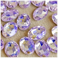 Декоративные кристаллы для рукоделия стеклянные овал 10 шт размер 18х13 мм, цвет Lt.Pink AB - светло-розовый с радужным отливом КафеБижу