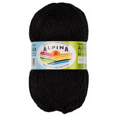 Пряжа ALPINA "ALPACA TRENZA" 90% альпака, 10% полиамид 4 шт. х50г 150м №02 чёрный