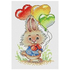 Набор для вышивания Жар-птица "Зайка с шариками", 11x16 см