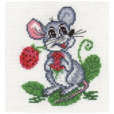 Набор для вышивания "Мышка с земляникой", 14x16 см, PANNA