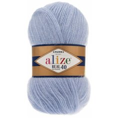 Пряжа Alize Angora Real 40 (Ангора Реал 40) - 1 моток цвет 40 голубой 40% шерсть, 60% акрил 100г 480м