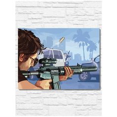 Картина по номерам на холсте Игра Grand Theft Auto (PS 5, PS 4, PS 3, Xbox 360, Xbox ONE, PC, ios) - 9429 Г 30x40
