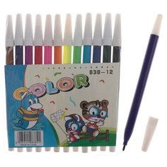 Фломастеры, 12 цветов, в PVC пакете, невентилируемый колпачок, "Зверюшки"./В упаковке шт: 1 Calligrata