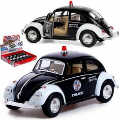 Машинка игрушка металлическая 1967 Volkswagen Classical Beetle Police (Фольксваген Битл Полицейский) 12.5 см, детская, инерционная Kinsmart