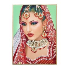 Набор для вышивания бисером с использованием пришивных камней и жемчуга "Восточная красавица 2", 29x40 см, люди Flamingo