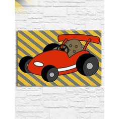 Картина по номерам на холсте красная гоночная машина (для детей, простые, пейзаж, машинка) - 10071 Г 20х30