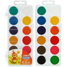 Акварель медовая ЗХК "Цветик", 12 цветов, в пластиковой коробке, без кисти Gold Market