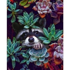 Картины по номерам для детей енот на подрамнике 40х50 см GX 32672-1 Нет бренда