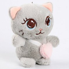 Мягкая игрушка «Кот с сердцем», на брелоке, 11 см, цвета микс Romanoff