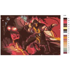 Картина по номерам Z689 "Скорпион- Мортал Комбат(Mortal Combat) 80x120 Brushes Paints
