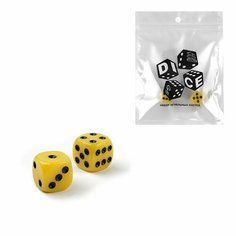 Кубики игральные "Время игры", 1.6 х 1.6 см, набор 2 шт, желтые нет бренда