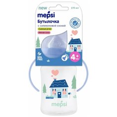 Бутылочка для кормления с широким горл. с силиконовой соской, с ручками, 270 мл, 4+ мес, "House" Mepsi