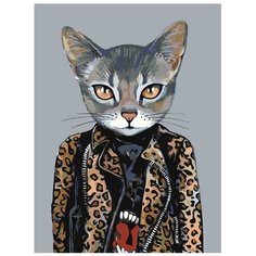 Картина по номерам, "Живопись по номерам", 60 x 80, A354, модная кошка, одежда, стиль, пальто, поп-арт