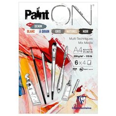 Скетчбук - альбом для смешанных техник 24л, А4 Clairefontaine "Paint ON", на склейке, 250г/м2, 6 цветов