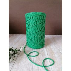 Шнур хлопковый эльнить - 2 мм, 200 м, 80% хлопок, 20% полиэфир , без сердечника /шнур для вязания, рукоделия, макраме/"малахит"