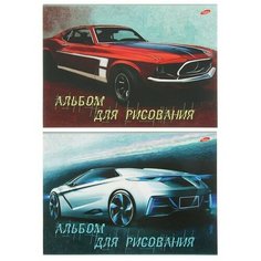Полиграф Принт Альбом для рисования А4, 40 листов на клею "Спортивный авто", обложка мелованный картон, ВД-лак, блок 100г/м2, микс