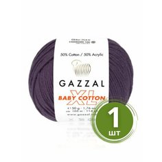 Пряжа Gazzal Baby Cotton XL (Беби Коттон XL) - 1 моток Цвет: 3441 Фиалка 50% хлопок, 50% акрил, 50 г 105 м Yarn Art