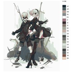 Картина по номерам V-156 "Игра Nier Automata. 2B и 9S" 80x100 Brushes Paints
