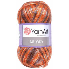Пряжа Yarnart Melody серый-оранжевый-желтый (910), 9%шерсть/21%акрил/70%полиамид, 230м, 100г, 1шт