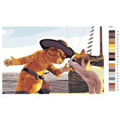 Картина по номерам Т101 "Кот в сапогаx с возлюбленной", 70x110 см Brushes Paints