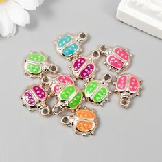 Арт Узор Декор для творчества пластик под металл "Божья коровка яркая" микс набор 10 шт 2,1х1,7 см