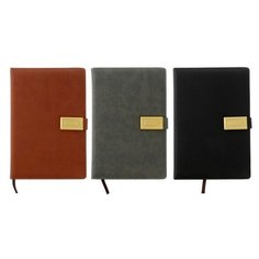 Ежедневник недатированный А5, 120 листов в клетку, с хлястиком, обложка кожзам, микс Noname