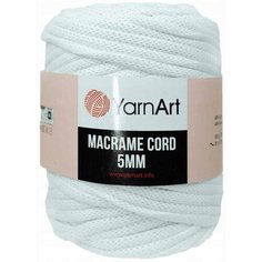 Пряжа YarnArt Macrame cord 5mm белый (751), 60%хлопок/40%полиэстер/вискоза, 85м, 500г, 1шт