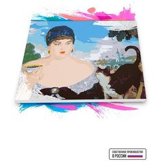 Картина по номерам на холсте Кустодиев Б - Купчиха за чаем, 80 х 100 см Красиво Красим