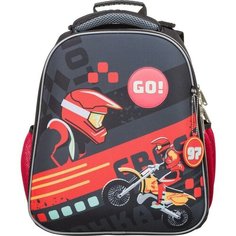 Ранец ортопедический школьный №1 School для мальчика, Basic Motocross, 2 отделения, эргономическая спинка