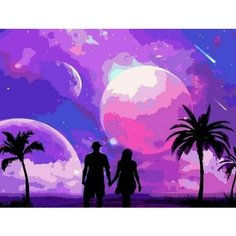 Картина по номерам на холсте на деревянном подрамнике 40 х 50 планеты в небе Paintboy