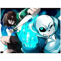 Картина по номерам на холсте игра Undertale (Санс) - 8199 Г 30x40