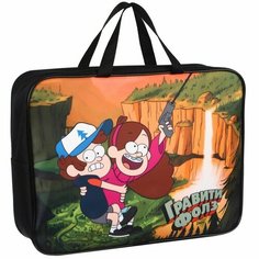Папка с ручками А4, 35х27х10 см, на молнии, текстиль, Гравити Фолз Disney