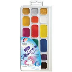 Луч акварель медовая "волшебная палитра", 18 цветов, вкл. золот. и серебр, без кисти, в пл. упаковке