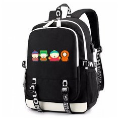 Рюкзак Стэн, Кайл, Эрик и Кенни (South Park) черный с USB-портом №5 Noname