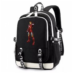 Рюкзак Железный человек (Iron man) черный с USB-портом №1 Noname