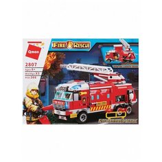 Конструктор детский блочный Пожарные службы: Пожарная машина с фигурками, 367 деталей, Qman