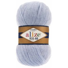Пряжа для вязания Ализе Ангора Реал 40 (ALIZE Angora Real 40) цвет №51 светло-голубой, комплект 2 моточка, 40% шерсть, 60% акрил, 2 х 100 г х 480 м