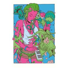 Картина по номерам, "Живопись по номерам", 100 x 150, FU58, поп-арт, фантастика, женщина, руки, музыка, наркотический, козёл