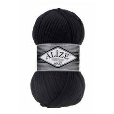 Пряжа Alize Superlana Maxi, 25 % шерсть, 75 % акрил, 100 г, 100 м, 5 шт, 60 черный