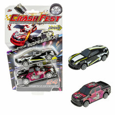 1TOY CrashFest 2 машинки инерционные Black Star/Spartan (2в1, разборная, 10 см, блистер)