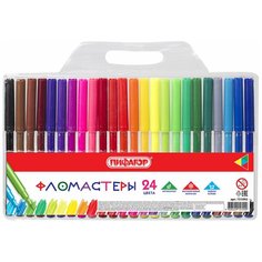 Фломастеры пифагор, 24 цвета, вентилируемый колпачок, 151092, (6 шт.)