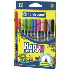 Ручки капиллярные (линеры) 12 цветов CENTROPEN "Happy Liner", линия письма 0,3 мм, 2521/12, 2 2521 1202 В комплекте: 1шт.