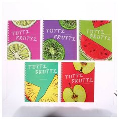Тетрадь А5+, 48 листов в клетку на гребне FRESH&FRUITY, обложка мелованный картон, глянцевая ламинация, микс Альт