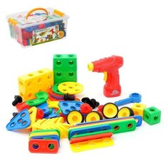 Конструктор винтовой «Паззл», с электр. шуруповертом, 91 деталь NO Name