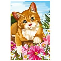 Алмазная мозаика с полным заполнением 20х30 "Кот", холст Школа талантов